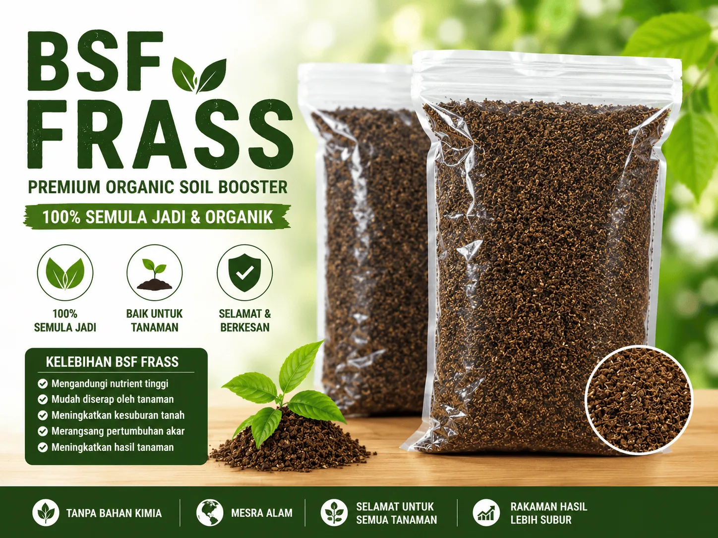 BSF Frass heat treated premium organic fertilizer, 1 kg
